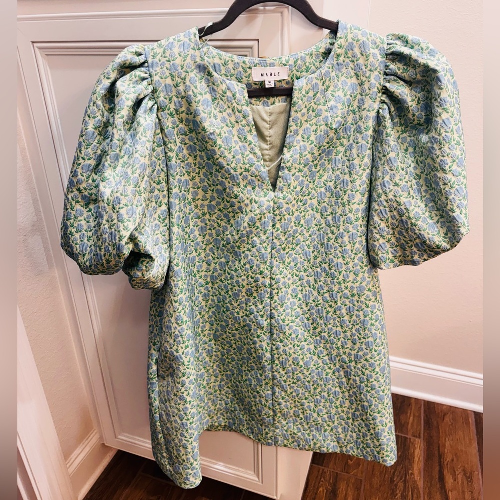 MABLE | Jacquard Puff-Sleeve Dress | M